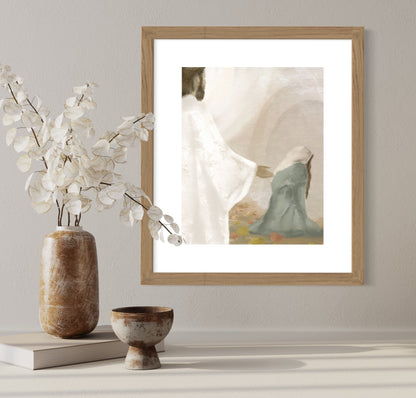 He Is Risen - Christ and Mary at the Tomb Physical Art Print